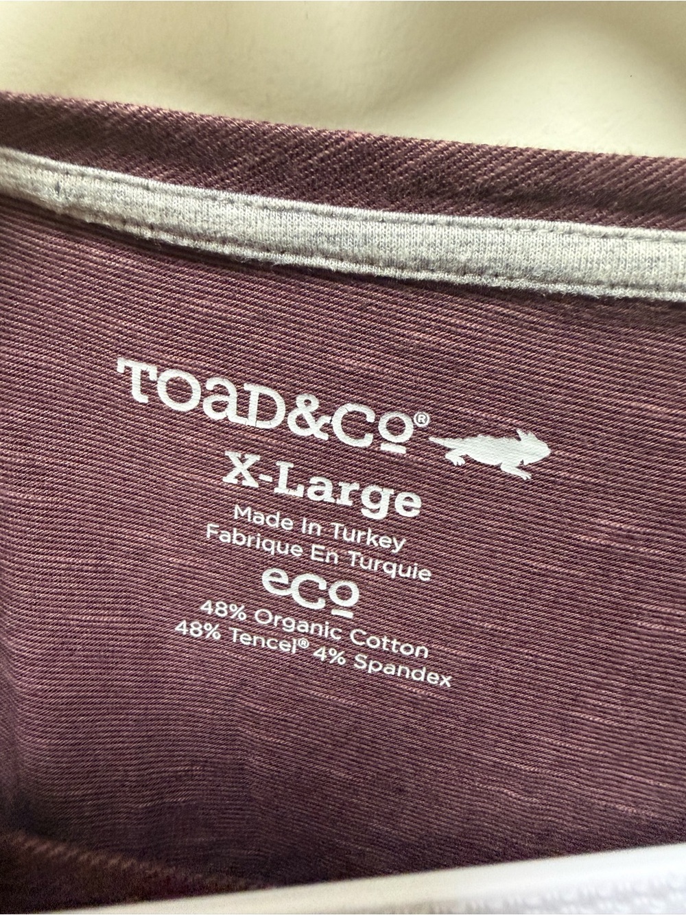 Toad&Co Maroon Heathered Crew neck long sleeve Tee with button side detail XL - Picture 3 of 6